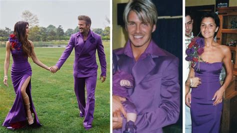 Victoria e David Beckham con gli abiti del matrimonio 25 anni .